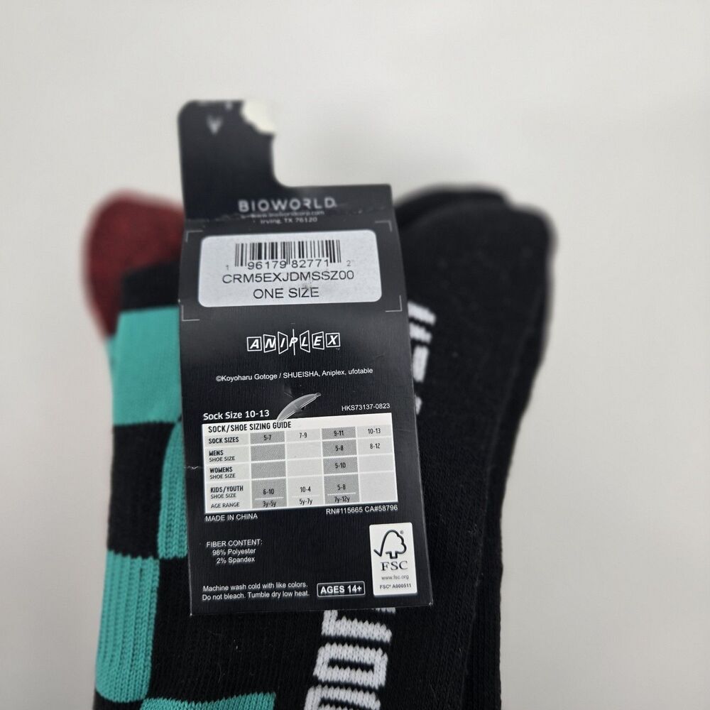Demon Slayer Kimetsu No Yaiba Crew Socks Nezuko Fox Mask Tanjiro Mens 8-12 Anime - Picture 8 of 8